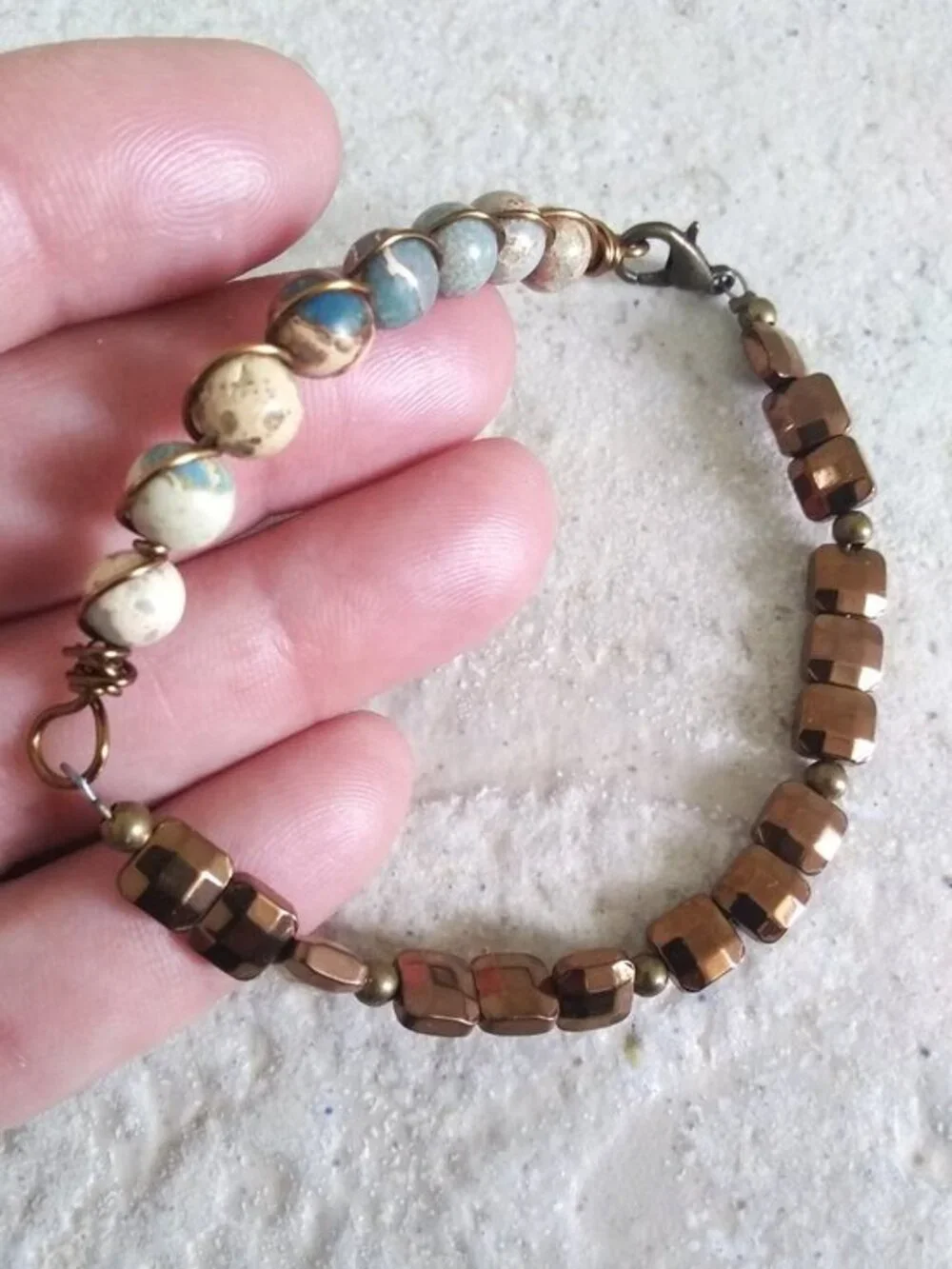 Dreamy Understated Stone & Tile Bracelet ~ 7-7.5